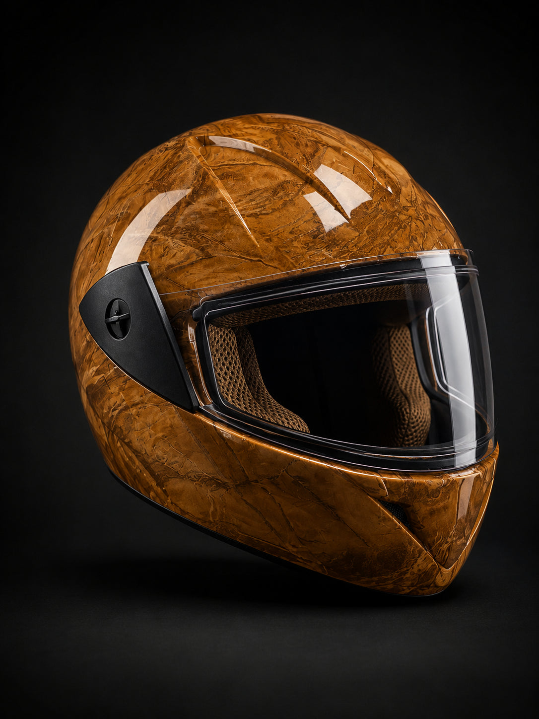 AVRO Wooden Spark helmet - angled view