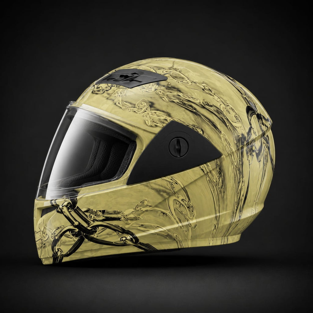 Gilded Links helmet - left side