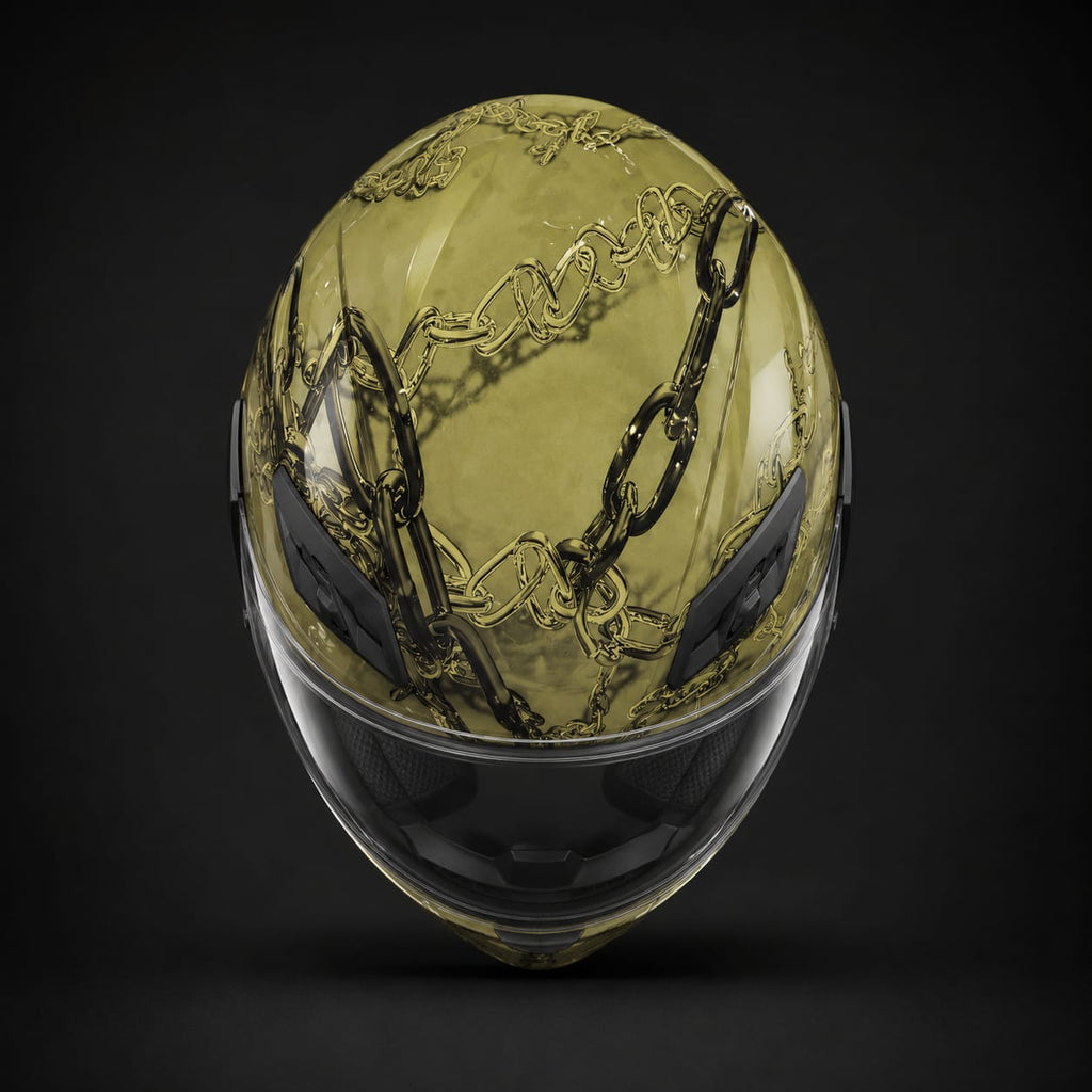 Gilded Links helmet - top view